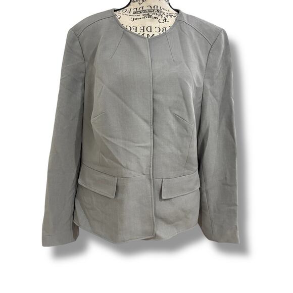 NWOT Le Suit Women’s Plus Size 16W Gray Suit Jacket Blazer Career Lightweight - Picture 1 of 6